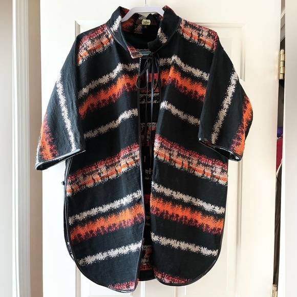 Eva Franco Pillard Coat Open Cardigan Black Orange White Size S - Picture 3 of 16